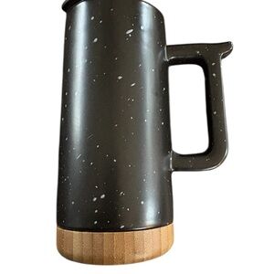 Ello Aspen Black Ceramic Bamboo Bottom Travel Mug 16 oz